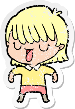 Bir insan tarafından çizilmiş karikatür bir kadının sıkıntılı çıkartması.