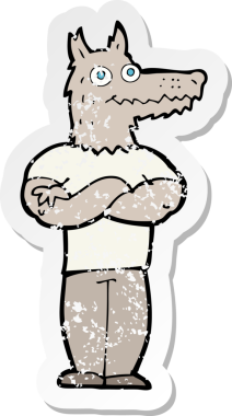 Bir insan tarafından çizilmiş bir kurt adamın gerilimli çıkartması.