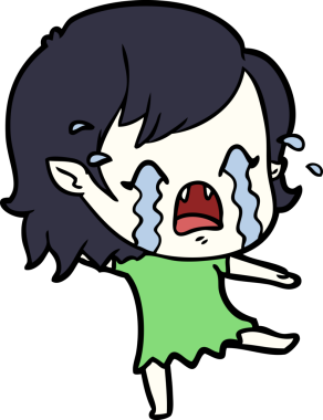 Bir insan tarafından çizilmiş ağlayan vampir kız çizgi filmi.