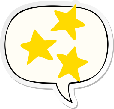 Bir insan tarafından çizilmiş konuşma balonu çıkartmalı çizgi film yıldızları.