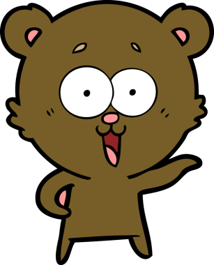 Bir insan tarafından çizilmiş gülen oyuncak ayı çizgi filmi.