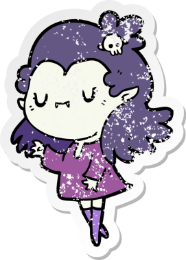 Bir insan tarafından çizilmiş karikatür bir vampirin sıkıntılı çıkartması.