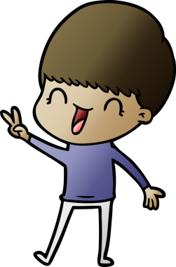 Bir insan tarafından çizilmiş mutlu çizgi film çocuğu.