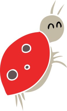 Bir insan tarafından çizilmiş uğur böceğinin düz renk çizimi