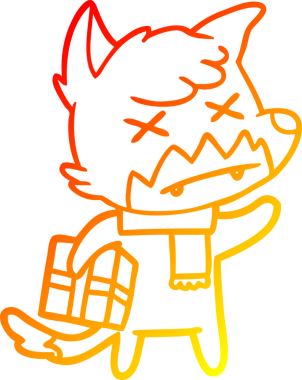 Bir insan tarafından çizilen ölü tilkinin sıcak çizgi çizimi