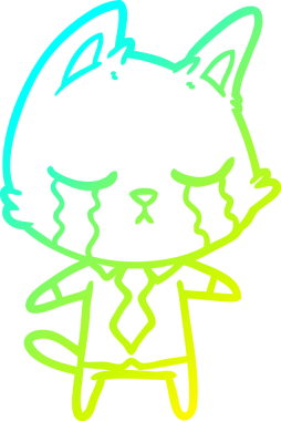 Ağlayan çizgi film karakteri bir insan tarafından çizilmiş soğuk gradyan çizgisi.