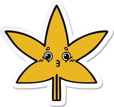 Bir insan tarafından çizilmiş güzel bir sonbahar yaprağının çıkartması.