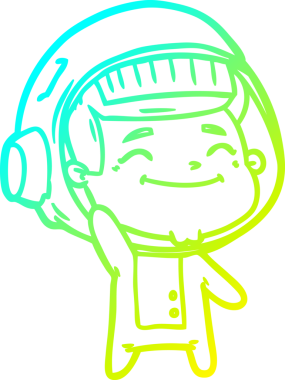 Bir insan tarafından çizilmiş mutlu bir astronotun soğuk gradyan çizimi.