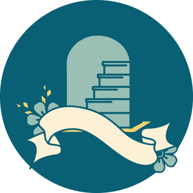 Bir insan tarafından çizilmiş mezar taşı pankartıyla dövme biçimi simgesi