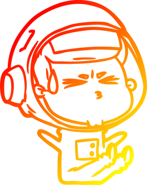 Bir çizgi film karakteri, bir insan tarafından çizilmiş astronot çizimi.