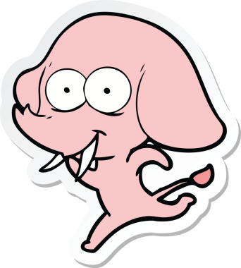 Bir insan tarafından çizilmiş mutlu bir filin çıkartması.