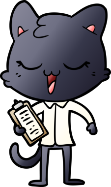 Bir insan tarafından çizilmiş çizgi film kedisi.