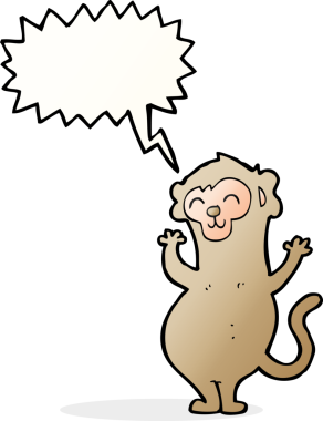 Bir insan tarafından çizilmiş konuşma balonlu çizgi maymun.