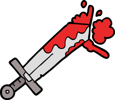 Bir insan tarafından çizilmiş kanlı bir kılıç.