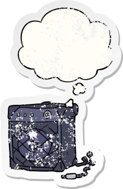 Düşünce baloncuklu karikatür amfisi insan tarafından çizilmiş yıpranmış bir çıkartma.