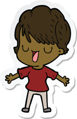 Bir insan tarafından çizilmiş bir karikatür kadının çıkartması.