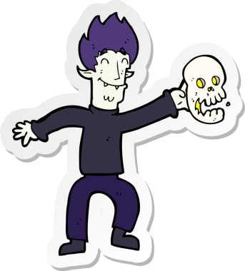 Bir insan tarafından çizilmiş ürkünç bir vampirin çıkartması.