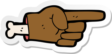 Bir insan tarafından çizilmiş kesik el sembolünü gösteren bir karikatür çıkartması.