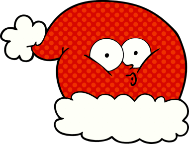 Bir insan tarafından çizilmiş Noel Baba şapkası.