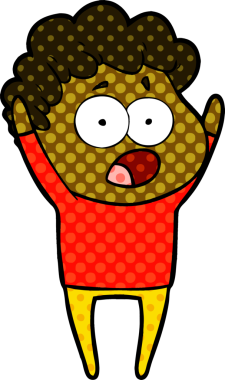 Bir insan tarafından çizilmiş bir karikatür adamı şaşkınlıkla nefes nefese kaldı.