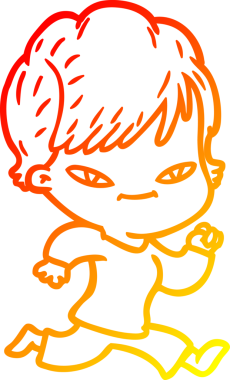 Bir insan tarafından çizilmiş mutlu bir kadının çizgi çizimi.