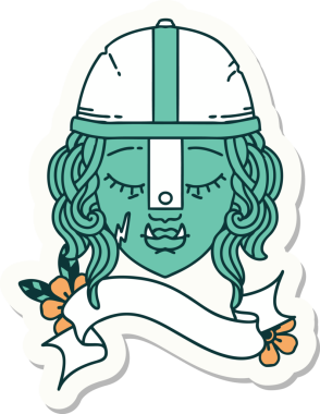 Bir insan tarafından çizilmiş Ork Savaşçısı karakterinin çıkartması.