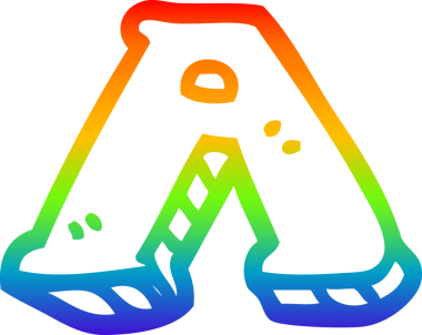 gökkuşağı gradyan çizgi çizimi bir insan tarafından çizilmiş bir harf.