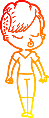 Bir insan tarafından çizilmiş güzel hippi bir çizgi film çizimi.