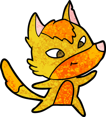 Bir insan tarafından çizilmiş tilki çizgi film karakteri