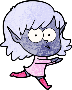 Bir insan tarafından çizilmiş çizgi film elf kızı.