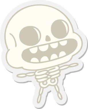 Bir insan tarafından çizilmiş mutlu cadılar bayramı iskeleti çıkartması