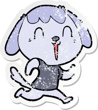 Bir insan tarafından çizilmiş şirin bir köpeğin sıkıntılı çıkartması.