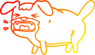 Bir insan tarafından çizilen çizgi film köpeğinin sıcak çizgi çizimi