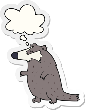 Düşünce baloncuklu çizgi film porsuğu insan tarafından çizilmiş bir çıkartma.