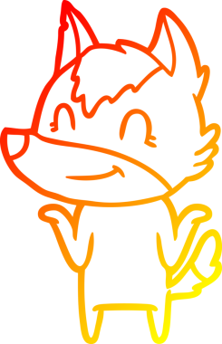 Bir insan tarafından çizilmiş dost canlısı bir kurt çizgi çizimi.