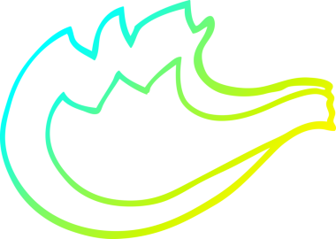 Bir insan tarafından çizilen mavi gaz alevinin soğuk gradyan çizgisi