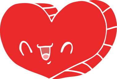 Bir insan tarafından çizilmiş düz renk çizgi film aşk kalbi.