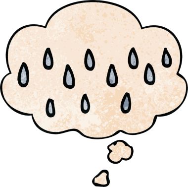 Bir insan tarafından çizilmiş grunge desenli düşünce baloncuklu çizgi film yağmuru
