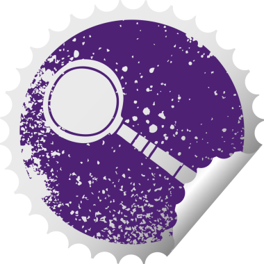 Sıkıntılı dairesel soyma etiketi bir insan tarafından çizilmiş ilginç bir büyüteç.