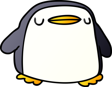 bir insan tarafından çizilmiş sevimli bir penguenin gradyan çizimi kawaii