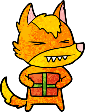 Bir insan tarafından çizilmiş tilki çizgi film karakteri.