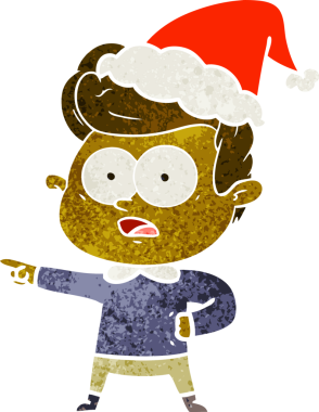 Bir insan tarafından çizilmiş Noel Baba şapkası takan bir adamın eski bir çizgi filmi.