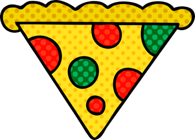 Bir insan tarafından çizilmiş tuhaf bir pizza dilimi.