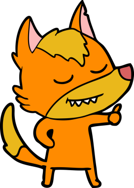 Bir insan tarafından çizilmiş tilki çizgi film karakteri