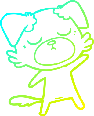 Bir insan tarafından çizilmiş şirin bir çizgi köpeğin soğuk gradyan çizgisi.