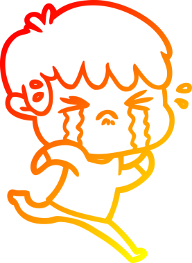 Bir insan tarafından çizilmiş, ağlayan bir çizgi film çocuğu çizimi.