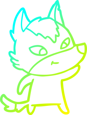 Bir insan tarafından çizilmiş dost canlısı bir kurt çizgi çizimi.