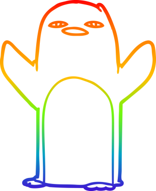 gökkuşağı gradyan çizimi bir insan tarafından çizilmiş bir penguen çizgi