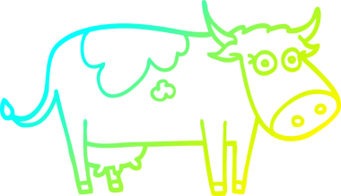 Bir insan tarafından çizilmiş bir çiftlik ineğinin soğuk gradyan çizimi