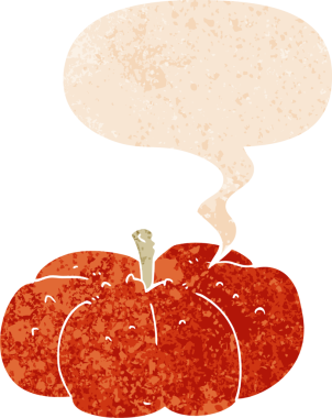 Bir insan tarafından çizilmiş grunge dertli retro biçimli konuşma balkabağı